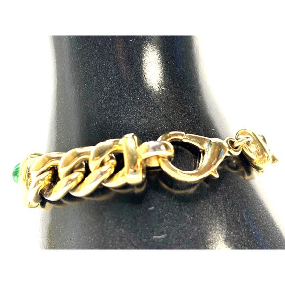 Vintage Gold Tone Chunky Link Bracelet with Multicolored Elephants Costume - Picture 3 of 7